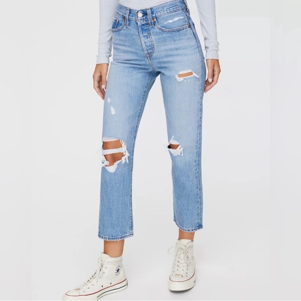 Levi's 501 Straight Distressed Cropped Ankle Length Jeans, S/M, W27 L26